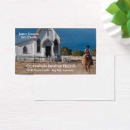 Westerne cowboy rijden naar kerkelijke Visitekaart Visitekaartje