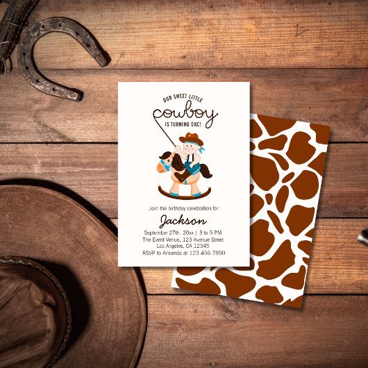Westerne Cowboy Rocking Horse Boy Verjaardag Kaart