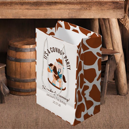 Westerne Cowboy Rocking Horse Boy Verjaardag Medium Cadeauzakje