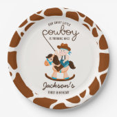 Westerne Cowboy Rocking Horse Boy Verjaardag Papieren Bordje (Voorkant)