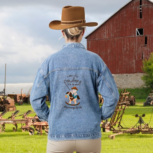 Westerne Cowboy Rocking Horse Mama to Be Denim Jacket