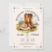 Westerne Cowboy Rodeo Boots Country Wedding Kaart (Voorkant)