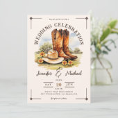 Westerne Cowboy Rodeo Boots Country Wedding Kaart (Staand voorkant)