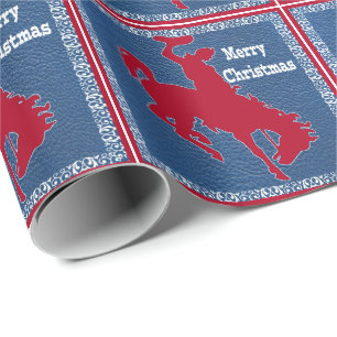 Westerne cowboy Rodeo Bronc Rider Faux Leather Squ Cadeaupapier