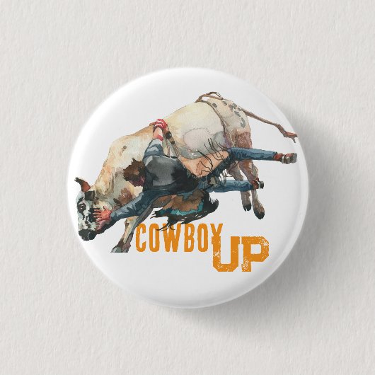 Westerne Cowboy Rodeo Bull Ronde Button 3,2 Cm (Voorkant)