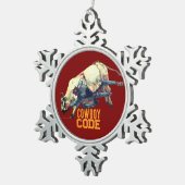 Westerne Cowboy Rodeo Bull Tin Sneeuwvlok Ornament (Rechts)
