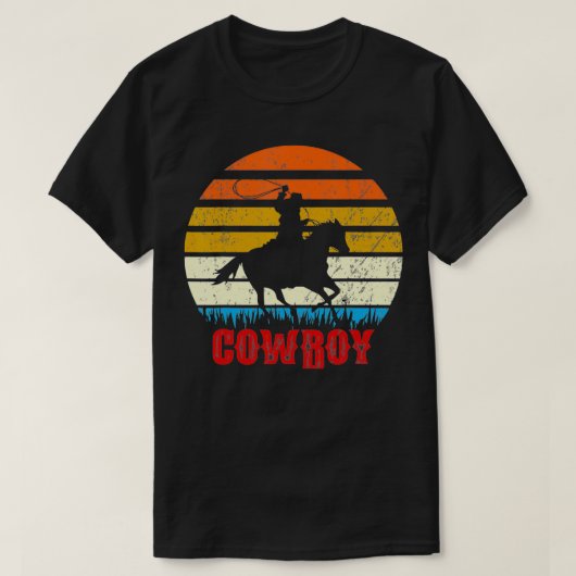 Westerne Cowboy Rodeo Horse Retro Style Sun T-shirt (Design voorkant)