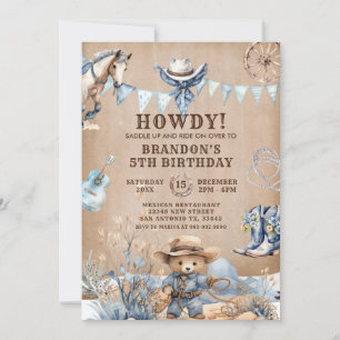 Westerne Cowboy Rodeo Kids Verjaardagsuitnodiginge Kaart
