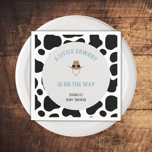 Westerne Cowboy Rodeo Koe Print Boy Baby shower Servet