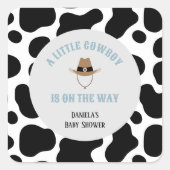 Westerne Cowboy Rodeo Koe Print Boy Baby shower Vierkante Sticker (Voorkant)