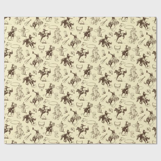 Westerne Cowboy Rodeo Pattern Beige Cadeaupapier (Vlak)