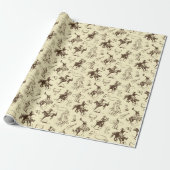 Westerne Cowboy Rodeo Pattern Beige Cadeaupapier (Uitgerold)