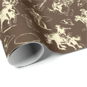 Westerne Cowboy Rodeo Pattern Donk Brown Cadeaupapier (Rol Hoek)