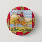 Westerne Cowboy Rodeo Rode Button (Voorkant)