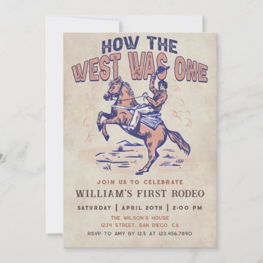 Westerne Cowboy Rodeo Verjaardag Hoe het Westen wa Kaart (Voorkant)