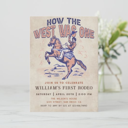 Westerne Cowboy Rodeo Verjaardag Hoe het Westen wa Kaart (Staand voorkant)