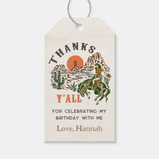 Westerne Cowboy Rodeo verjaardagscadeau Labels Cadeaulabel (Voorkant)