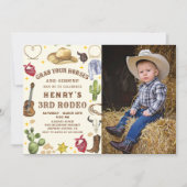 Westerne Cowboy Rodeo Verjaardagsfeestfoto Kaart (Voorkant)