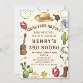 Westerne Cowboy Rodeo Verjaardagsfeestuitnodiging Kaart (Voorkant)