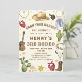 Westerne Cowboy Rodeo Verjaardagsfeestuitnodiging Kaart (Staand voorkant)