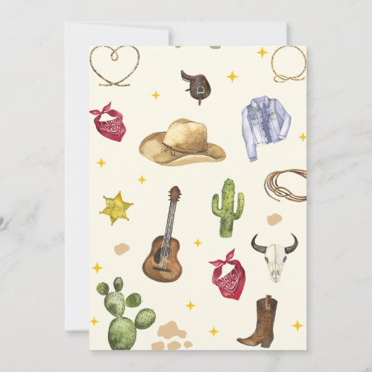 Westerne Cowboy Rodeo Verjaardagsfeestuitnodiging Kaart (Achterkant)