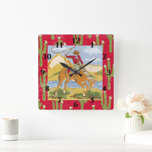  Westerne Cowboy Rodeo Vierkante Klok (Huis)