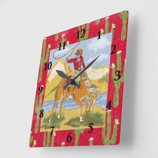  Westerne Cowboy Rodeo Vierkante Klok (Hoek)