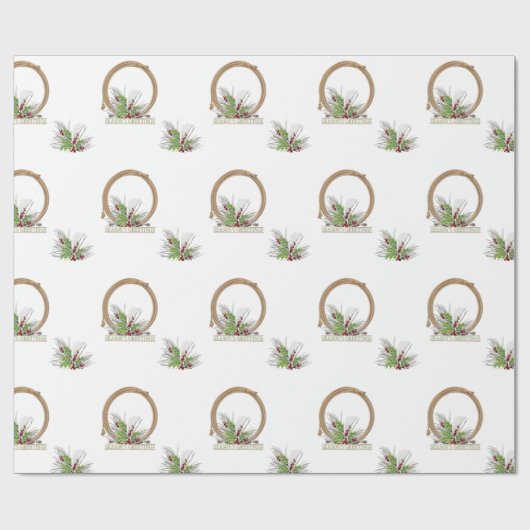 Westerne Cowboy Rope Kerstmis Cadeaupapier (Vlak)