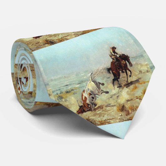  Westerne Cowboy Roping Steer Necktie Stropdas (Opgerold)