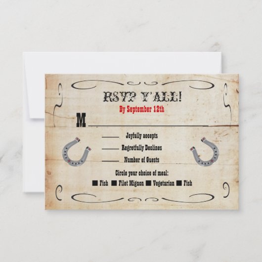 Westerne Cowboy RSVP Enclosure Kaart Insert (Voorkant)