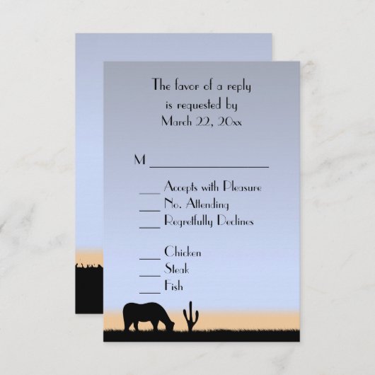 Westerne Cowboy RSVP met menukeuze (Voorkant / Achterkant)