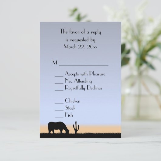Westerne Cowboy RSVP met menukeuze Kaartje (Staand voorkant)