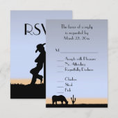 Westerne Cowboy RSVP met menukeuze Kaartje (Voorkant / Achterkant)