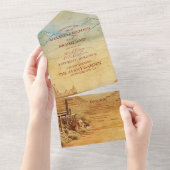 Westerne Cowboy Rustic Country Wedding All In One Uitnodiging (Afscheurbaar)