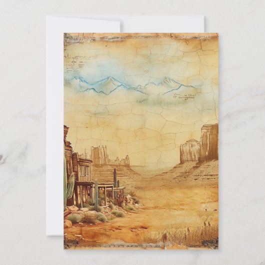  Westerne Cowboy Rustic Country Wedding Kaart (Achterkant)