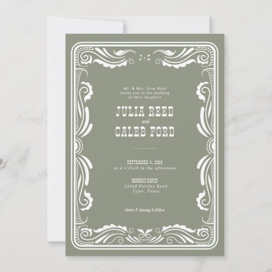  Westerne Cowboy Rustic Country Wedding Kaart (Voorkant)