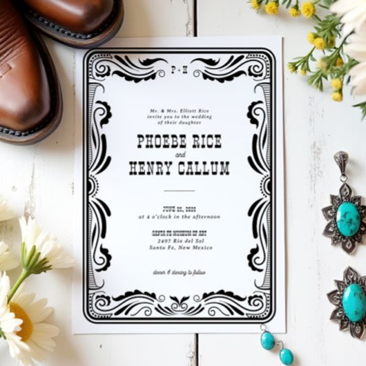  Westerne Cowboy Rustic Country Wedding Kaart