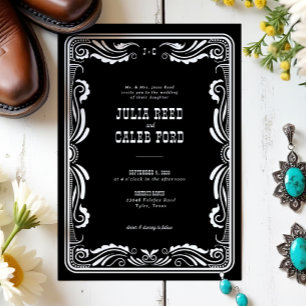 Westerne Cowboy Rustic Country Wedding Kaart