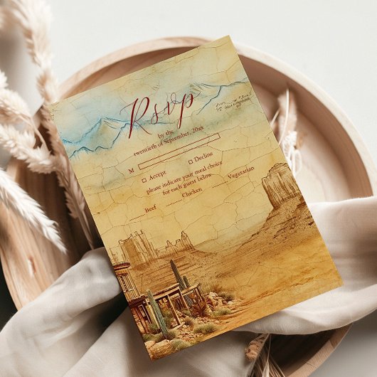 Westerne Cowboy Rustic Country Wedding RSVP Kaartje
