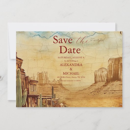  Westerne Cowboy Rustic Country Wedding Save The Date (Voorkant)