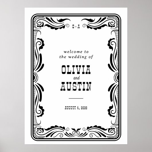  Westerne Cowboy Rustic Country Wedding Sign Poster (Voorkant)