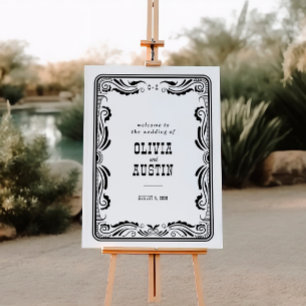 Westerne Cowboy Rustic Country Wedding Sign Poster