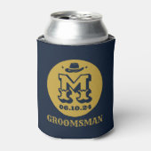 Westerne Cowboy Rustic Groomsmen Naam Monogram Blikjeskoeler (Blikje Voorkant)