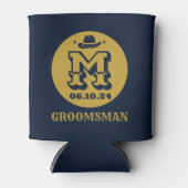Westerne Cowboy Rustic Groomsmen Naam Monogram Blikjeskoeler (Voorkant)