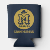Westerne Cowboy Rustic Groomsmen Naam Monogram Blikjeskoeler (Achterkant)