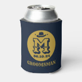 Westerne Cowboy Rustic Groomsmen Naam Monogram Blikjeskoeler (Blikje Achterkant)