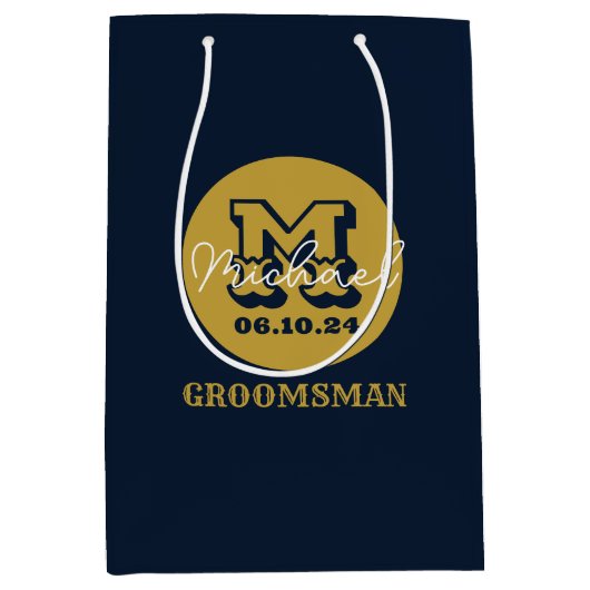 Westerne Cowboy Rustic Groomsmen Naam Monogram Medium Cadeauzakje (Voorkant)