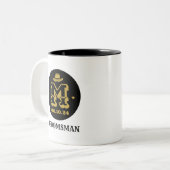 Westerne Cowboy Rustic Groomsmen Naam Monogram Tweekleurige Koffiemok (Voorkant links)