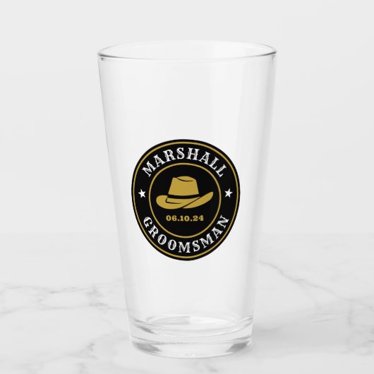 Westerne Cowboy Rustic Logo Personalized Groomsmen Glas (Voorkant)