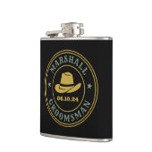 Westerne Cowboy Rustic Logo Personalized Groomsmen Heupfles (Links)